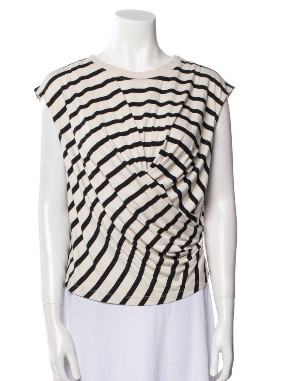 Striped Twist-Front Women's Top - Black & Cream
